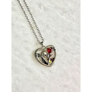 Jack and Sally lovers necklace - nightmare before Christmas with red heart ￼